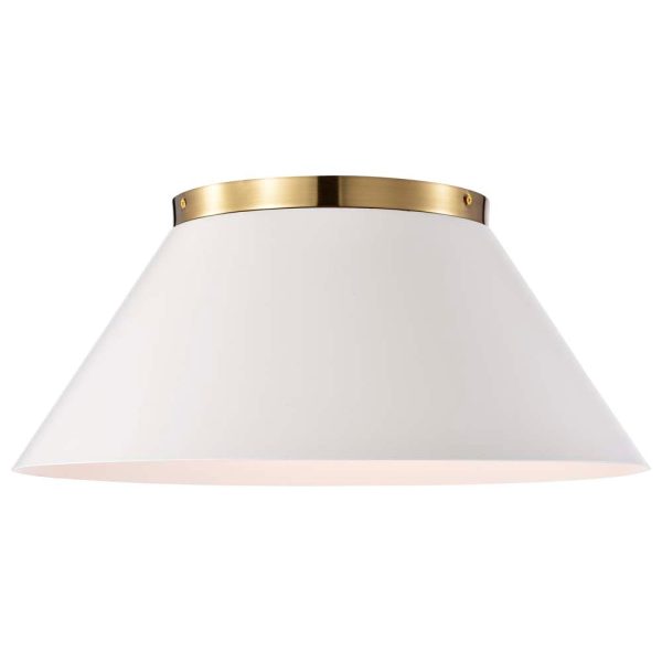 Dover 3-Light Large Flush Mount White with Vintage Brass Sale