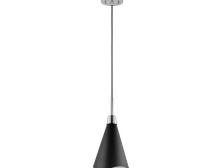 Tango 1-Light Small Pendant Matte Black with Polished Nickel Online Hot Sale