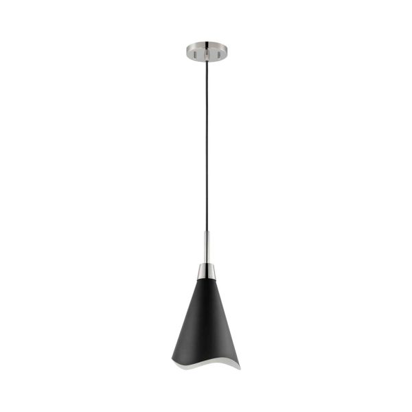 Tango 1-Light Small Pendant Matte Black with Polished Nickel Online Hot Sale