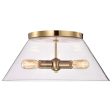 Dover 3-Light Large Flush Mount Vintage Brass with Clear Glass Hot on Sale