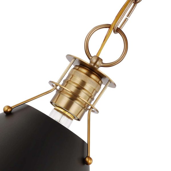 Outpost 1-Light Large Pendant Matte Black with Burnished Brass Online