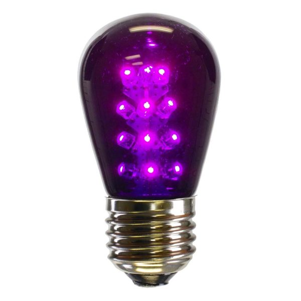 5Pk - Vickerman 1.3w 130v E26 S14 Purple LED Transparent Christmas Light Bulb Sale