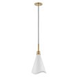 Tango 1-Light Small Pendant Matte White with Burnished Brass Sale