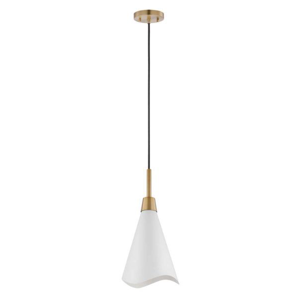 Tango 1-Light Small Pendant Matte White with Burnished Brass Sale