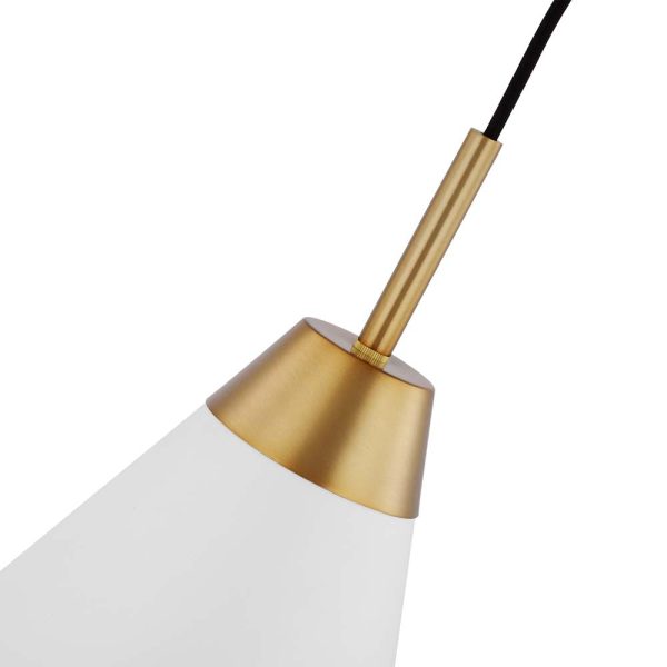 Tango 1-Light Medium Pendant Matte White with Burnished Brass Online