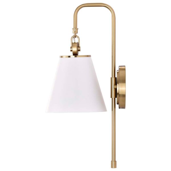 Dover 1-Light Wall Sconce White with Vintage Brass Supply