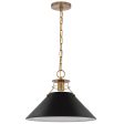 Outpost 1-Light Large Pendant Matte Black with Burnished Brass Online