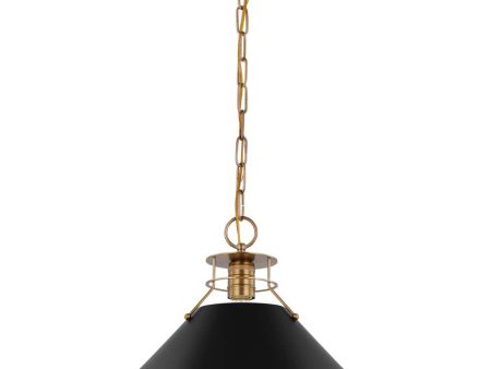 Outpost 1-Light Large Pendant Matte Black with Burnished Brass Online