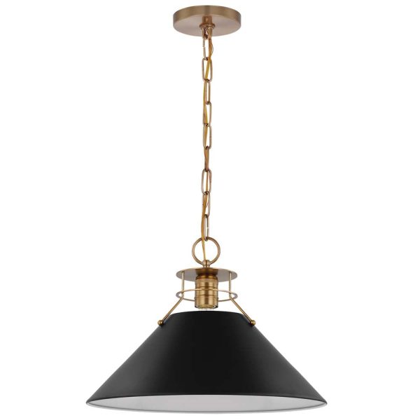 Outpost 1-Light Large Pendant Matte Black with Burnished Brass Online