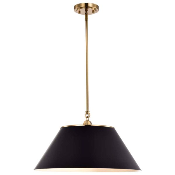 Dover 3-Light Large Pendant Black with Vintage Brass For Discount