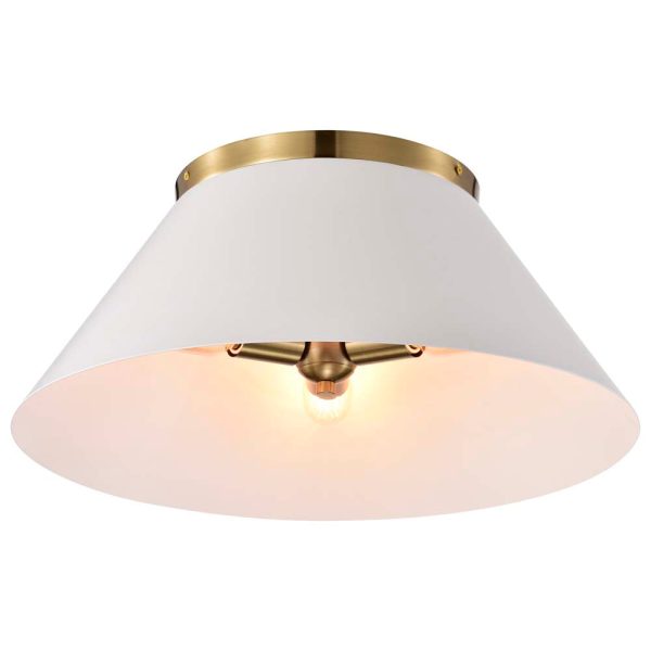 Dover 3-Light Large Flush Mount White with Vintage Brass Sale