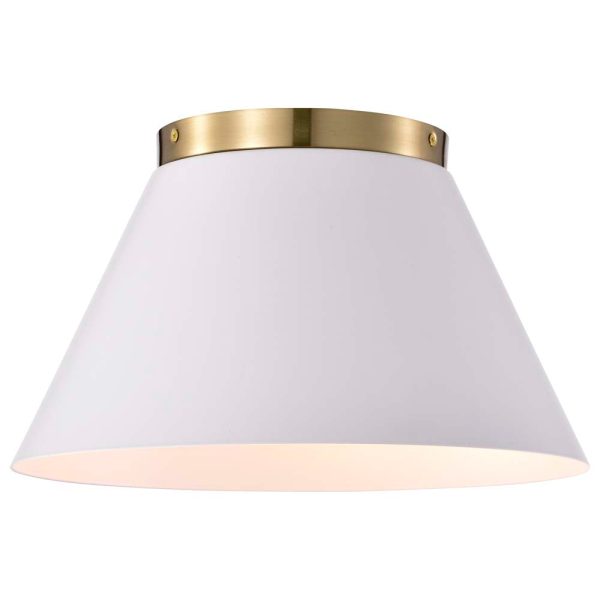 Dover 3-Light Small Flush Mount White with Vintage Brass Discount