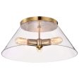 Dover 3-Light Large Flush Mount Vintage Brass with Clear Glass Hot on Sale