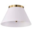 Dover 3-Light Small Flush Mount White with Vintage Brass Discount