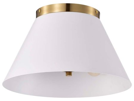 Dover 3-Light Small Flush Mount White with Vintage Brass Discount