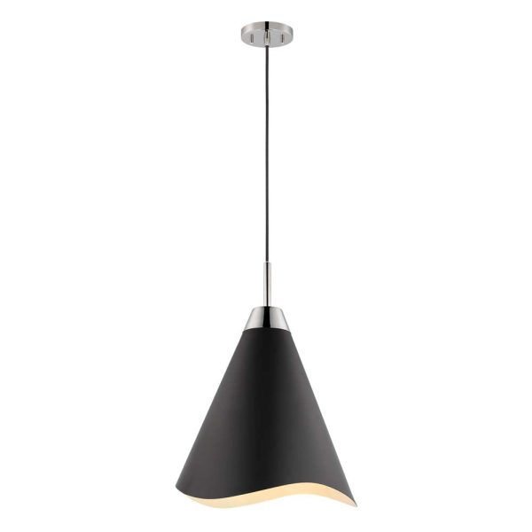 Tango 1-Light Small Pendant Matte Black with Polished Nickel Online Hot Sale