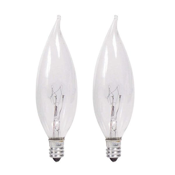 2Pk - Philips 7w 120v C7 CA5 Clear E12 Candelabra Mini Bent Tip Candle Light Bulb Online