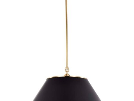 Dover 3-Light Large Pendant Black with Vintage Brass For Discount