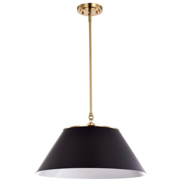 Dover 3-Light Large Pendant Black with Vintage Brass For Discount