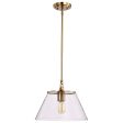 Dover 1-Light Medium Pendant Vintage Brass with Clear Glass For Sale