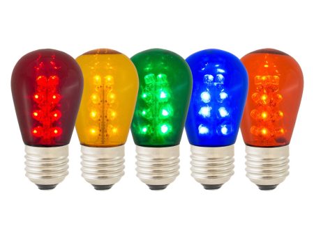 5Pk - Vickerman S14 LED E26 Base - Blue, Red, Green, White and Amber bulbs Online now