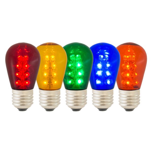 5Pk - Vickerman S14 LED E26 Base - Blue, Red, Green, White and Amber bulbs Online now