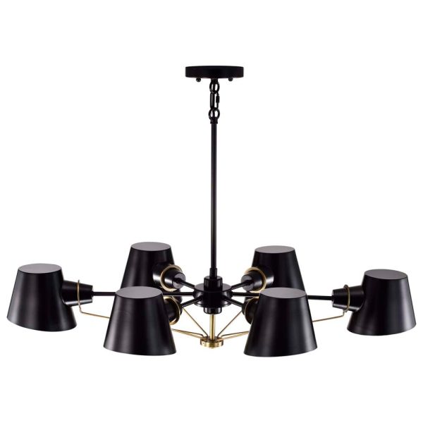 Baxter 6-Light Oval Chandelier Black with Burnished Brass For Sale