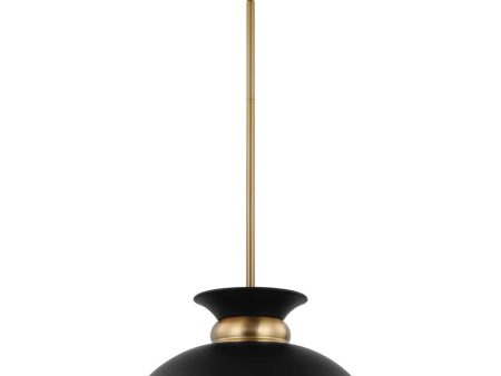 Perkins 1-Light Small Pendant Matte Black with Burnished Brass Hot on Sale