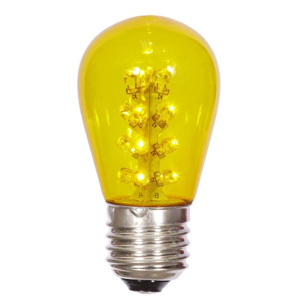 5Pk - Vickerman 1.3w 130v E26 S14 LED Yellow Transp Plastic Christmas Light Bulb Discount