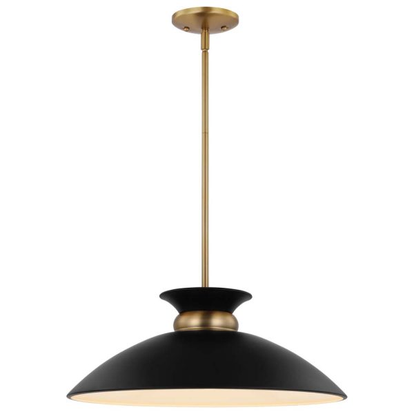 Perkins 1-Light Medium Pendant Matte Black with Burnished Brass For Discount