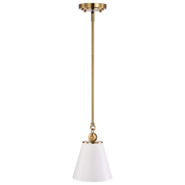 Dover 1-Light Small Pendant White with Vintage Brass on Sale