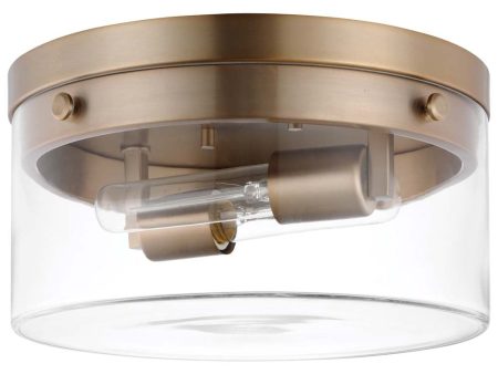 Intersection 60w Medium Flush Mount Fixture Burnished Brass w  Clear Glass Hot on Sale