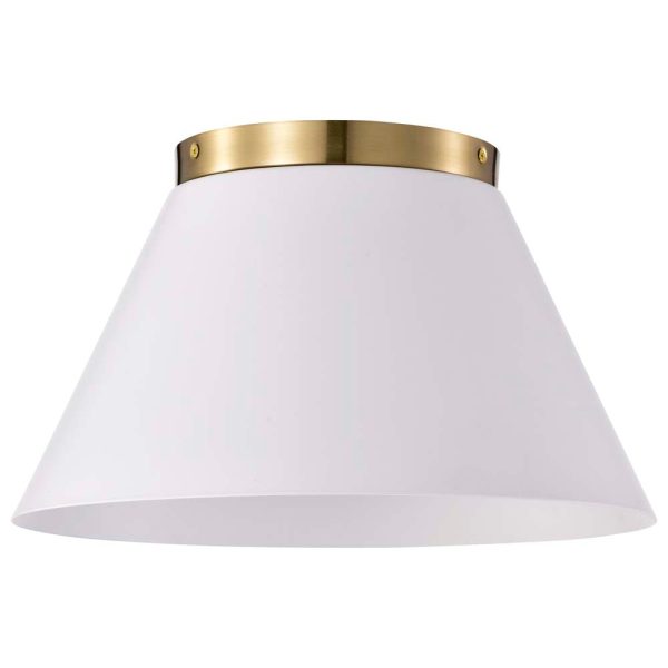 Dover 3-Light Small Flush Mount White with Vintage Brass Discount