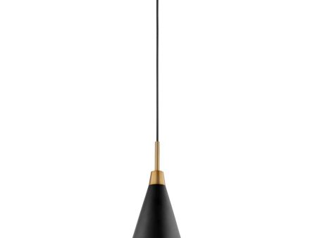 Tango 1-Light Small Pendant Matte Black with Burnished Brass Fashion