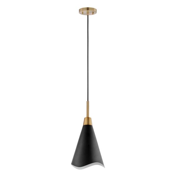 Tango 1-Light Small Pendant Matte Black with Burnished Brass Fashion