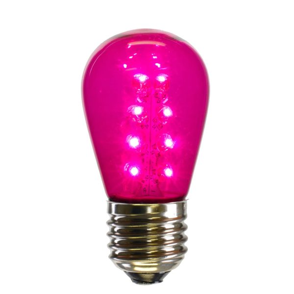 5Pk - Vickerman 1.3w 130v S14 LED Pink Transparent Plastic Christmas Light Bulb Online