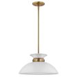 Perkins 1-Light Small Pendant Matte White with Burnished Brass Online now