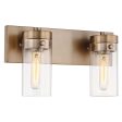 Intersection 2-Light Vanity Burnished Brass with Clear Glass Online now