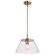 Dover 1-Light Medium Pendant Vintage Brass with Clear Glass For Sale