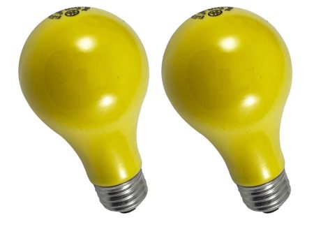 2PK - GE 100w A19 Yellow Bug Light Bulbs Hot on Sale