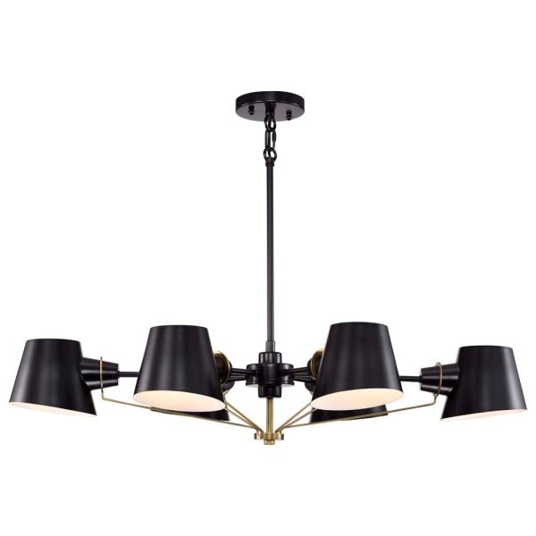 Baxter 6-Light Oval Chandelier Black with Burnished Brass For Sale