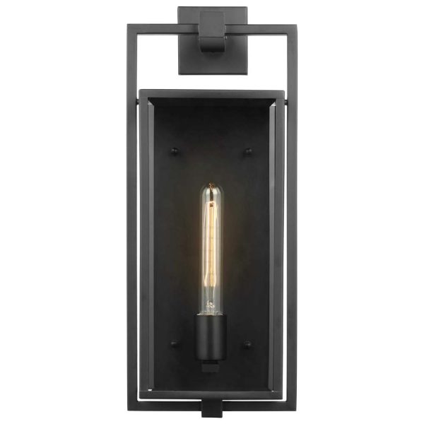 Exhibit Large Wall Lantern Matte Black w  Clear Beveled Glass Hot on Sale