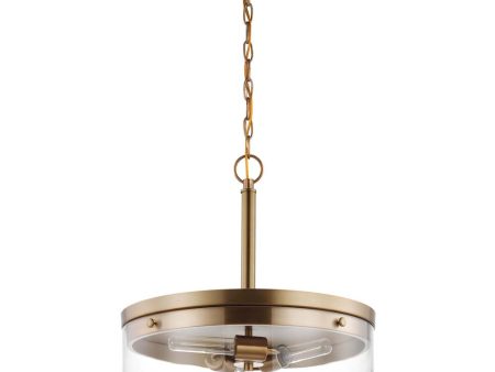 Intersection 3-Light Pendant Burnished Brass with Clear Glass For Discount