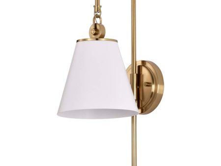 Dover 1-Light Wall Sconce White with Vintage Brass Supply