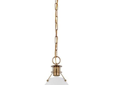 Outpost 1-Light Large Pendant Matte White with Burnished Brass on Sale