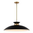 Perkins 1-Light Large Pendant Matte Black with Burnished Brass Sale