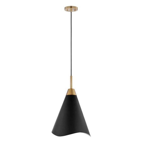 Tango 1-Light Medium Pendant Matte Black with Burnished Brass Discount