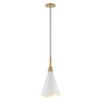 Tango 1-Light Small Pendant Matte White with Burnished Brass Sale