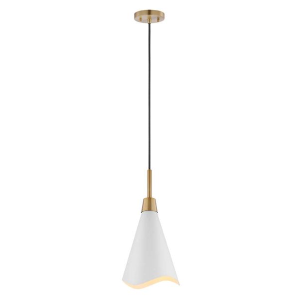 Tango 1-Light Small Pendant Matte White with Burnished Brass Sale