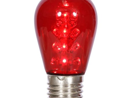 5Pk - Vickerman 1.3w 130v S14 LED Red Transparent Plastic Christmas Light Bulb For Discount